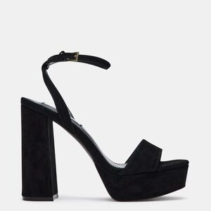 Steve Madden Lessa Black Suede Platform Sandals